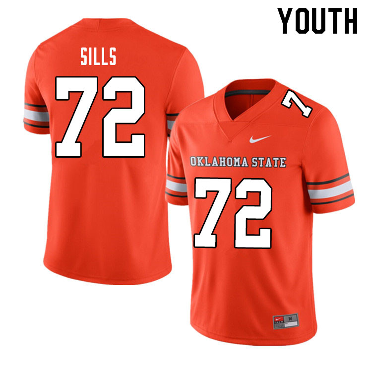 Youth #72 Josh Sills Oklahoma State Cowboys College Football Jerseys Sale-Alternate Orange - Click Image to Close